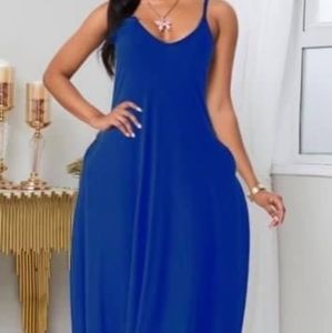 Blue Maxi Dress with Pockets